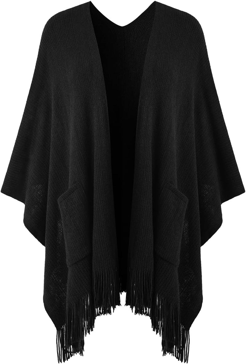 Ferand Shawl Wraps for Women, Cozy Lightweight Poncho Cape with Pockets, Warm for Fall Winter Travel - Image 1